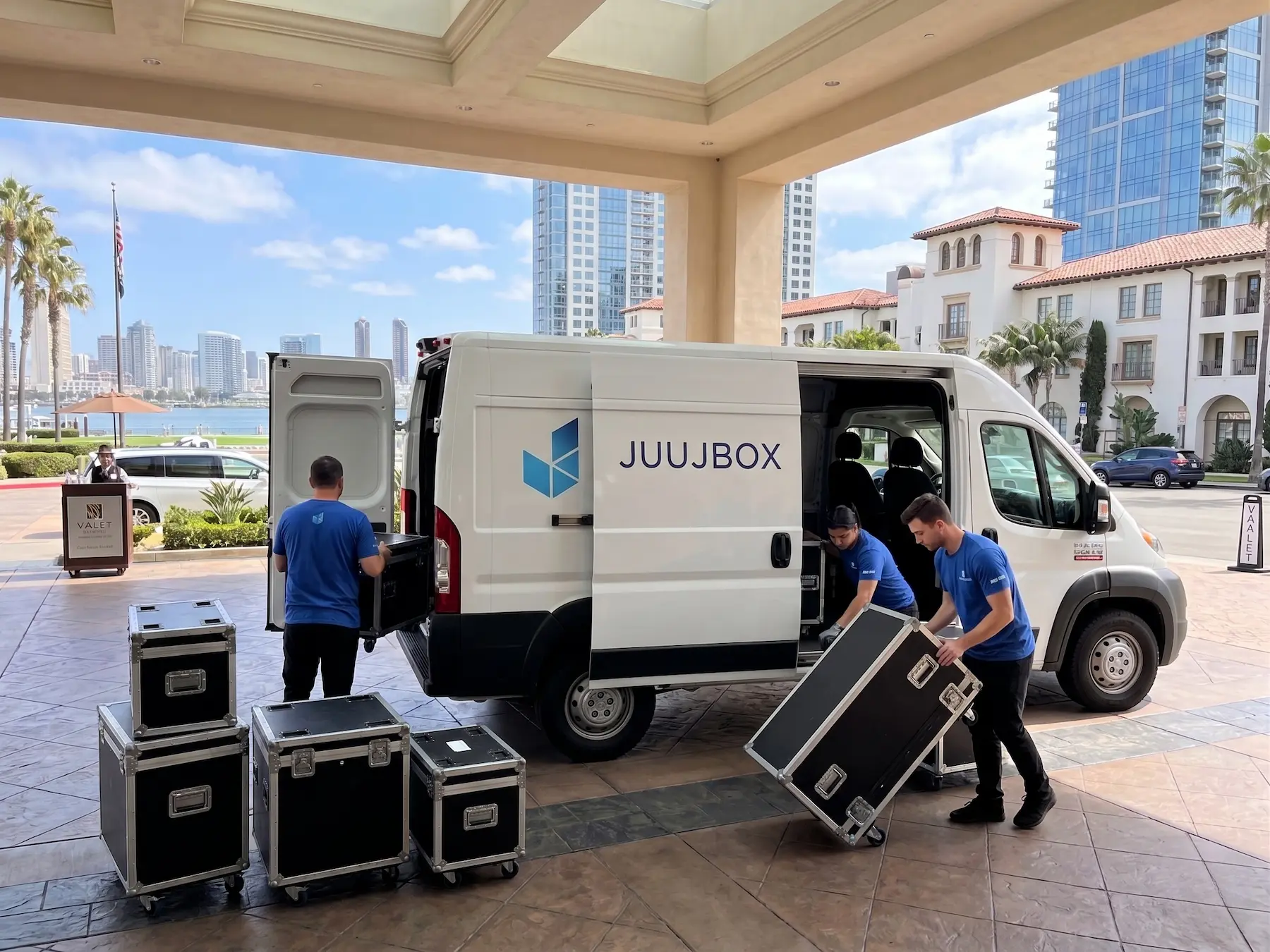 Booth crates and event assets cataloged at Juujbox