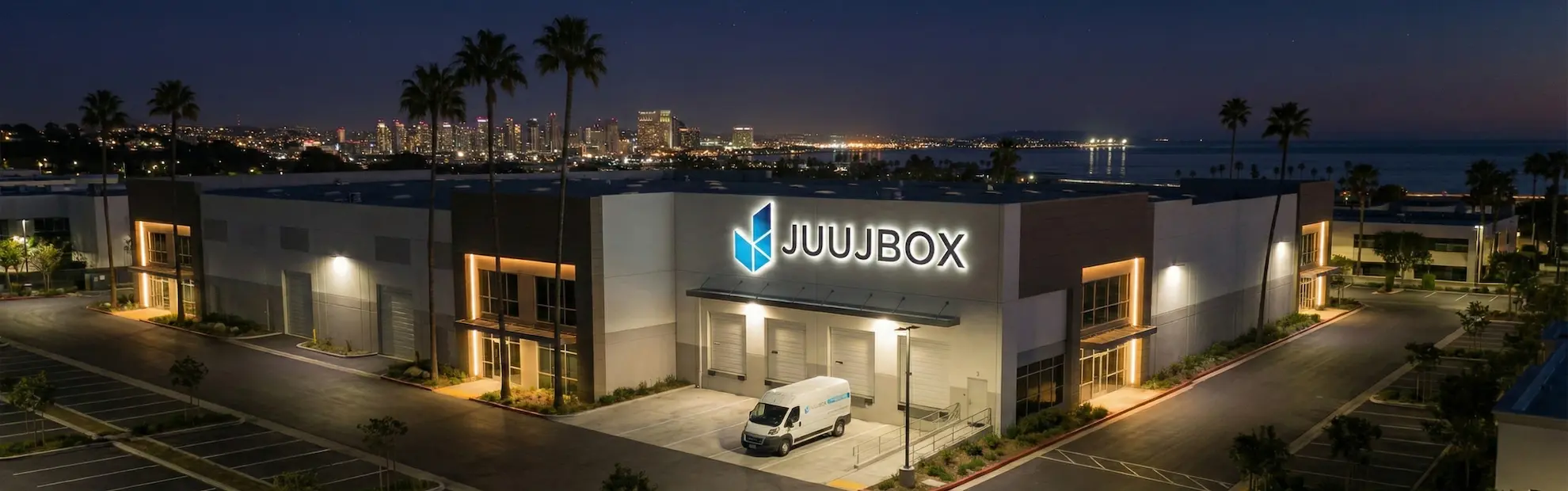 Juujbox warehouse facility in San Diego with organized pallet storage