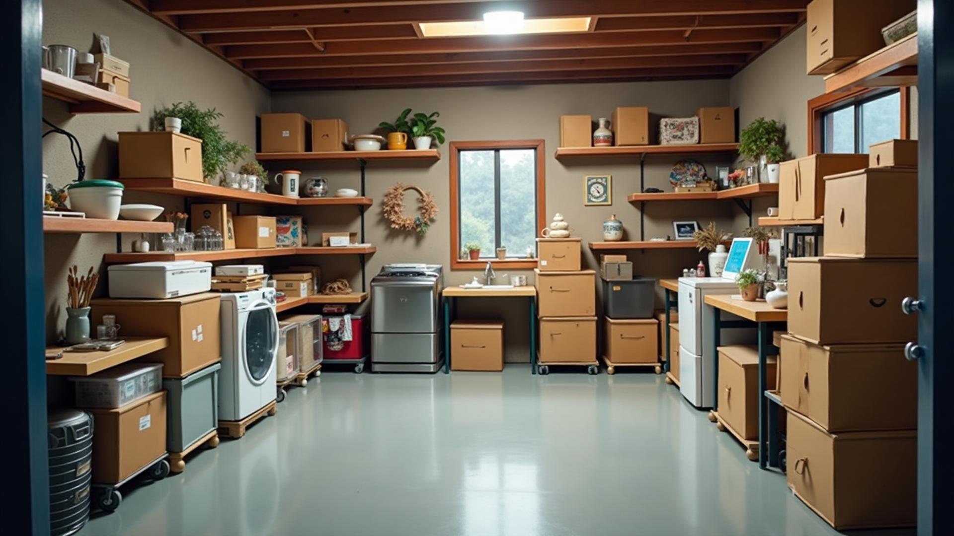 Well-organized storage unit with various items