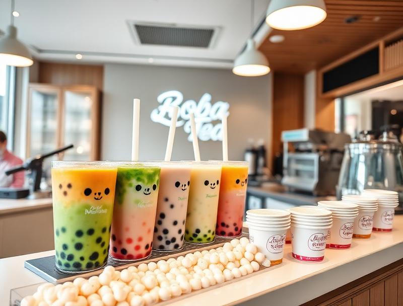 TP-TEA boba tea products and shop interior
