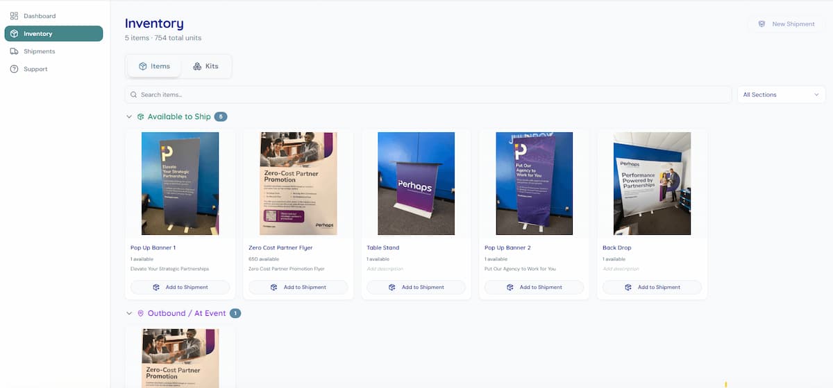 Juujbox inventory portal dashboard